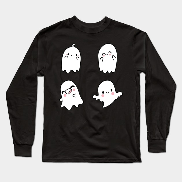 Cute Ghost Friends Long Sleeve T-Shirt by blue-koala